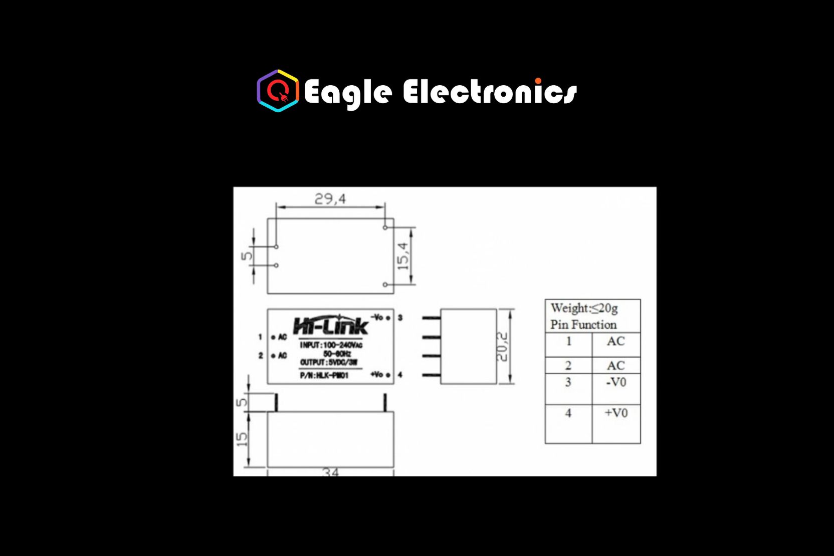 Hi-Link AC-DC Power Module HLK-PM01 230V to 5V /3W - Image 3
